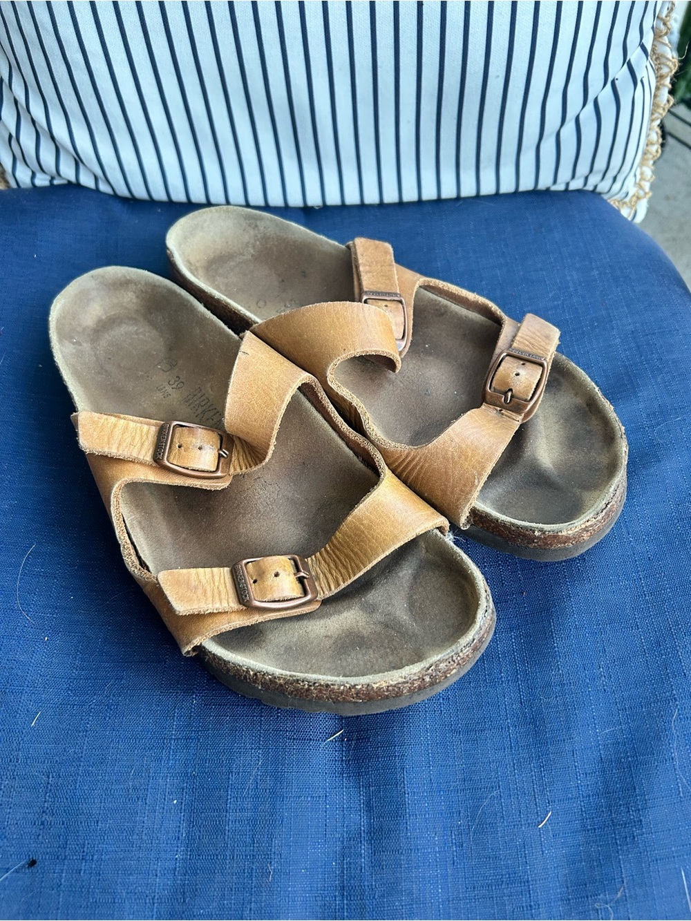 Birkenstock Tan Double-Buckle Slide Sandals